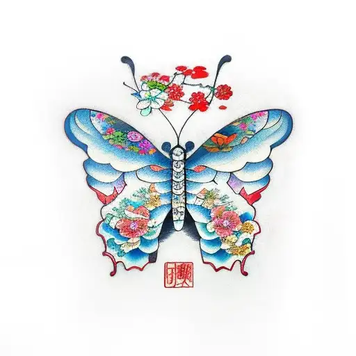 Japanese "Butterfly" Tattoo Idea BlackInk AI