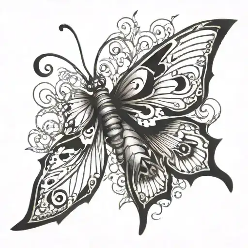 demonic butterfly tattoo design idea