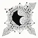 A tattoo design featuring intricate geometric patterns inspired by mathematical equations and formulas tattoo design idea