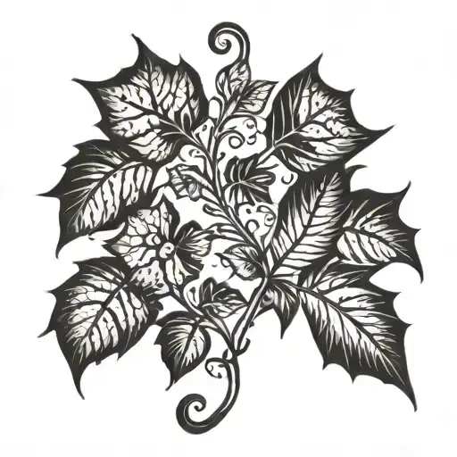 a detailed straight vine of poison ivy vines tattoo design idea