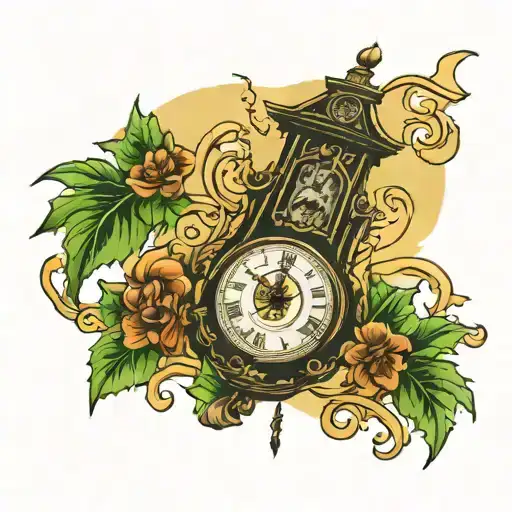 grandfather clock tattoo design idea