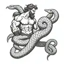 walka hercules vs snake tattoo design idea