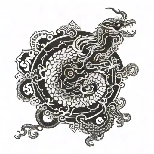 japanese dragon mandala interior design tattoo design idea