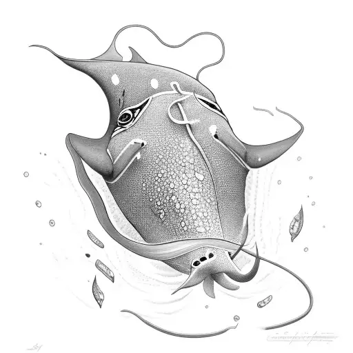 Stingray with lilies tattoo design idea