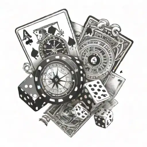 cards , dice , casino chips tattoo design idea