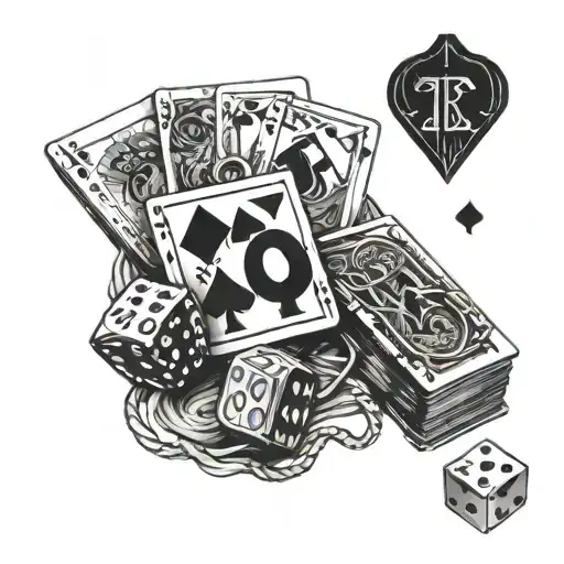 cards , dice , casino chips , cigar smoke tattoo design idea