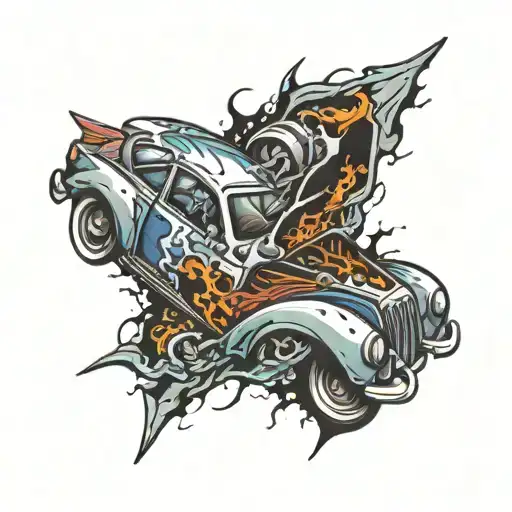 car crash tattoo design idea
