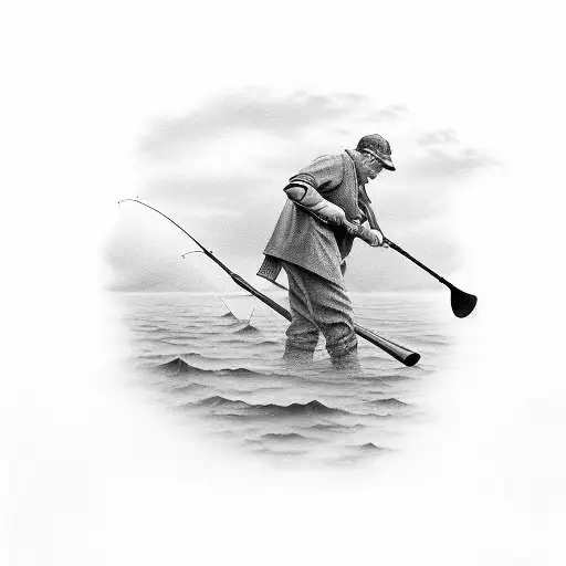 memorial grandfather fisherman  tattoo design idea