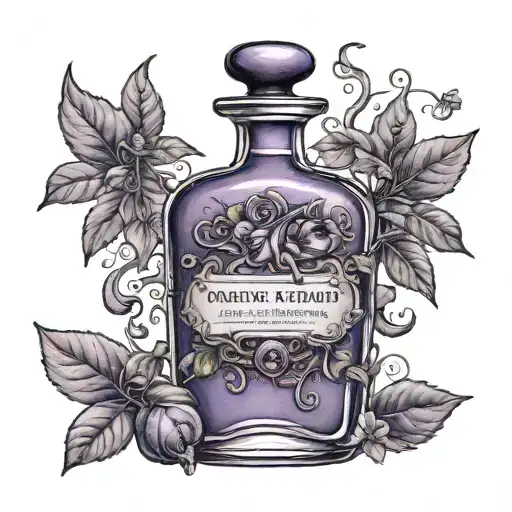 Purple Deadly nightshade potion bottle overflowing with dark and haunting tattoo design idea