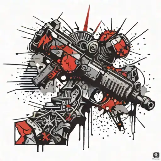 gun, red dot, Statue of Liberty  tattoo design idea
