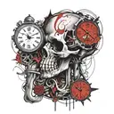 Skull, Clock, elephant  tattoo design idea