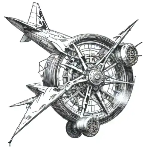 Add a detailed Boeing 777 wheel to the tattoo design side view and get just the wheel tattoo design idea