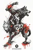 Wolves, demons, war, fire tattoo design idea