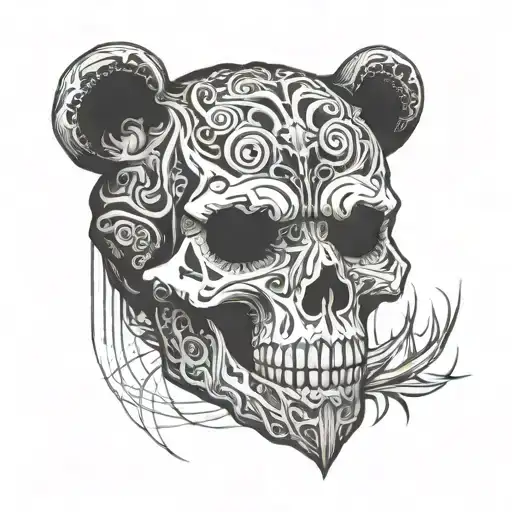 skull bear tattoo design idea