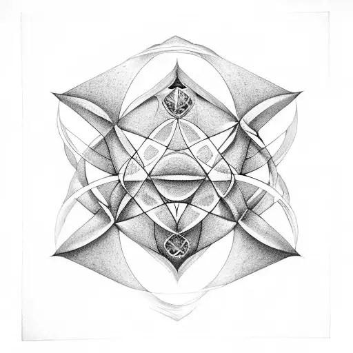metatrons cube American traditional  tattoo design idea