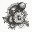 compass and globe symbolizing tattoo design idea