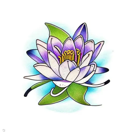 waterlily, morning glory, larkspur, aster tattoo design idea