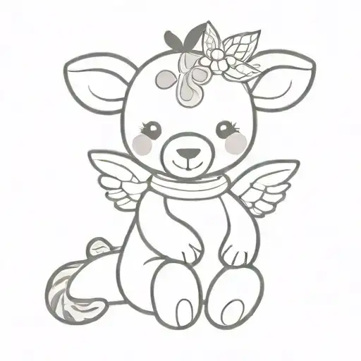 plain cute giraffe teddy bear with angel wings spread and a halo  tattoo design idea