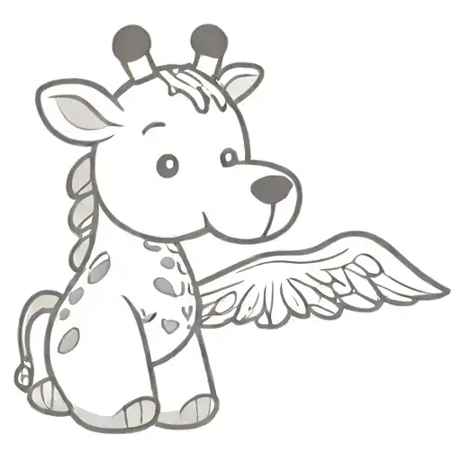 plain giraffe teddy bear with angel wings tattoo design idea