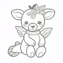 plain cute giraffe teddy bear with angel wings spread and a halo  tattoo design idea