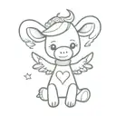 plain cute giraffe teddy bear with angel wings spread and a halo  tattoo design idea