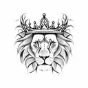 half lion and half eagle with a crown over their heads tattoo design idea