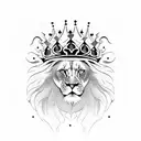 half lion and half eagle with a crown over their heads tattoo design idea