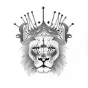 half lion and half eagle with a crown over their heads tattoo design idea