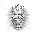 half lion and half eagle with a crown over their heads tattoo design idea