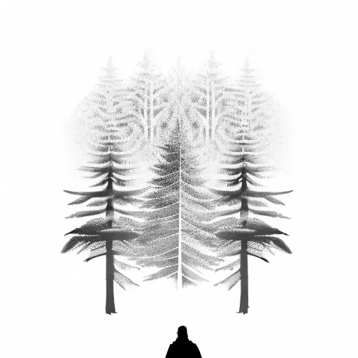 A wanderer walking through a forest of time, with each tree representing a different moment of the present tattoo design idea