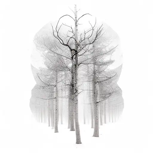 A wanderer walking through a forest of time, with each tree representing a different moment of the present tattoo design idea