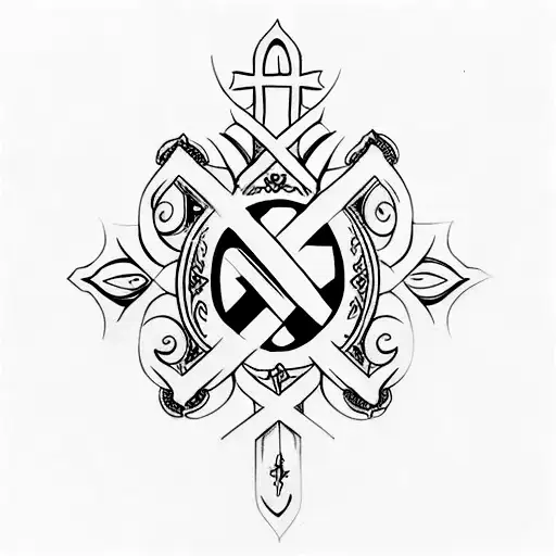 Christian Cross with wings tattoo design idea