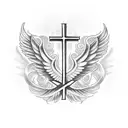 Christian Cross with wings tattoo design idea