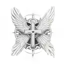 Christian Cross with wings tattoo design idea