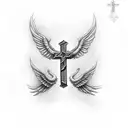 Christian Cross with wings tattoo design idea