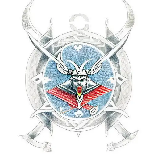 Valkyrie with viking ships and viking runes  tattoo design idea