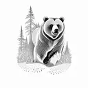 Grizzly Bear in a Forest tattoo design idea