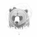 Grizzly Bear in a Forest tattoo design idea
