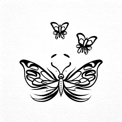 snake with butterflies  tattoo design idea