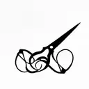 Scissors with the frase "Quahdra tattoo design idea