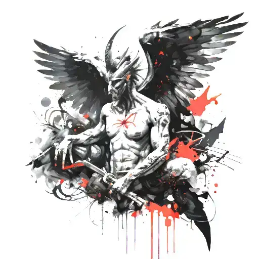 Good and evil angel demon nature tattoo design idea