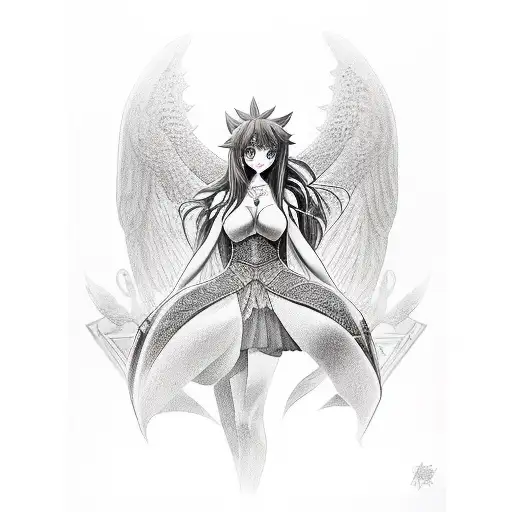 rias gremory. high quality. black wings   tattoo design idea