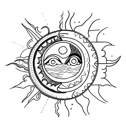 Sun and Moon tattoo design idea