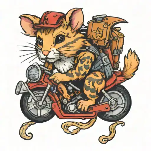 Metal Hamster riding tattoo design idea