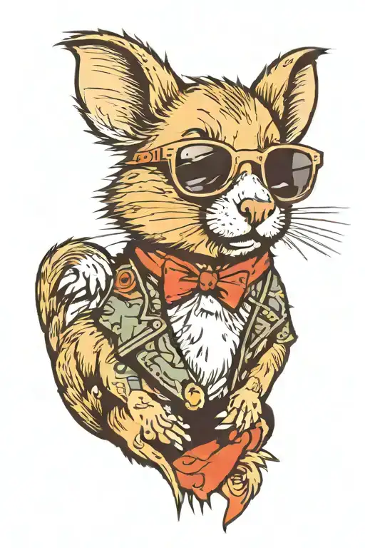 Punk Hamster with  Sunglasses tattoo design idea