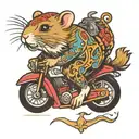 Metal Hamster riding tattoo design idea