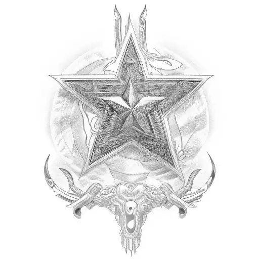 stylized design of a guitar, incorporating elements of Texas, such as the Lone Star or the state outline, within the bod tattoo design idea