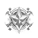stylized design of a guitar, incorporating elements of Texas, such as the Lone Star or the state outline, within the bod tattoo design idea