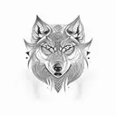 escorpião com lobo tattoo design idea