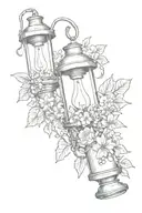 Combine a Welsh miners lamp with a vine of flowers for a nature-inspired industrial tattoo tattoo design idea
